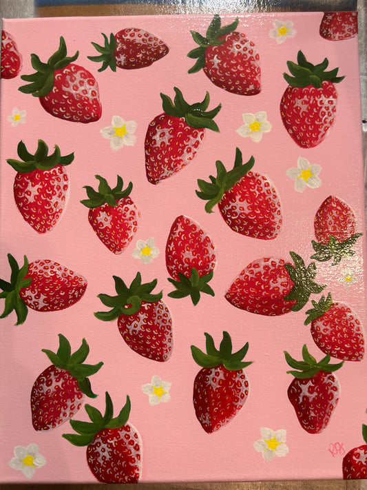 Strawberry Blossoms 11x14 canvas